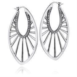 Majesty black oxidized rhodium silver ear creoles by Izabel Camille